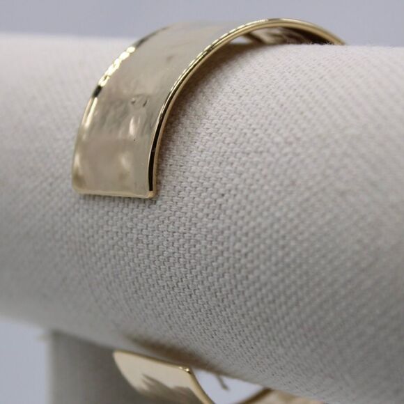 14k 19mm Hammered Polished Cuff Bangle - Picture 5 of 13